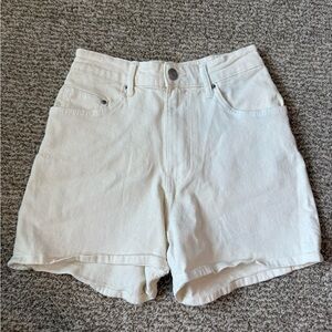 H&M Cream Jean Shorts High-Waisted Relaxed Fit